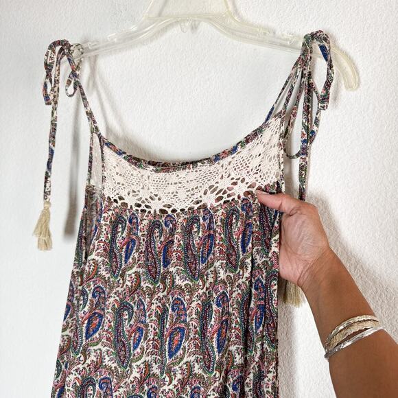 Ralph Lauren Paisley Bohemian Lace Tiered Maxi Dress Small - Picture 6 of 8